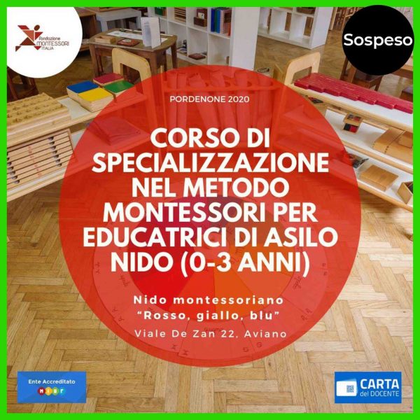 Corso di specializzazione nel metodo montessori per educatrici di asilo nido (0-3 anni) - Pordenone 2020